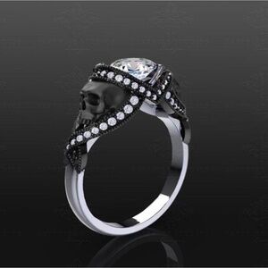 St Noir black double skull ring Sapphire Studios NEW size 5.5 rings jewelry goth